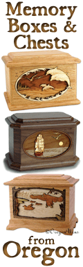 Original art solid wood memory boxes and cremation urns