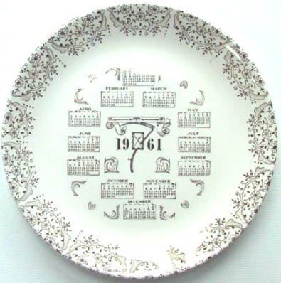 1961 collectible calendar plate - front