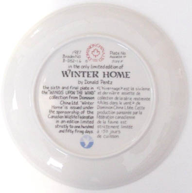 Winter Home - by David Pentz - Plate Back