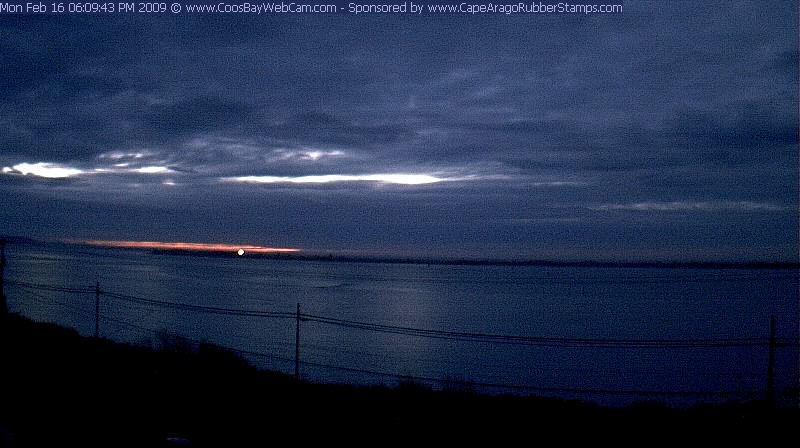 Fishing boat on the ocean at twilight - Coos Bay, Oregon on February 16, 2009