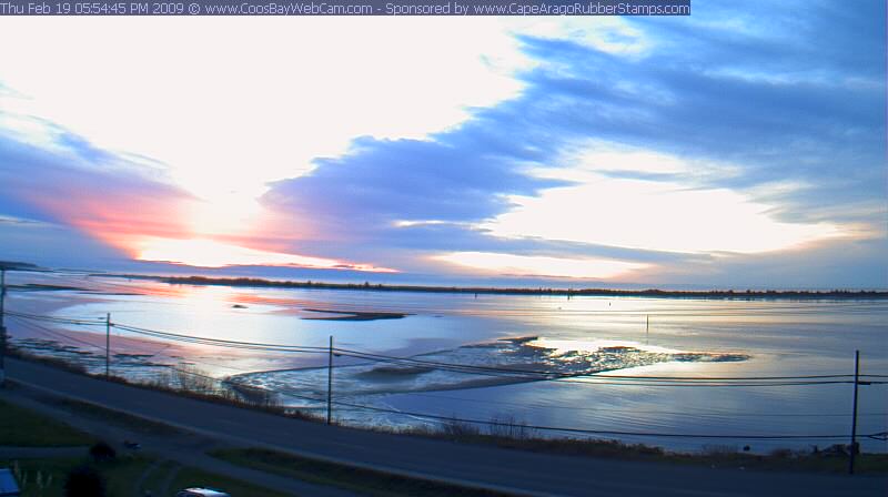 Fiery skies at sunset at Coos Bay, Oregon on February 19, 2009