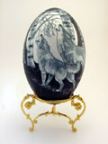 Wolves carved emu egg